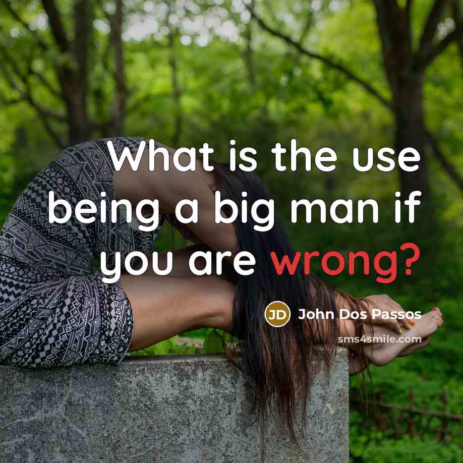 “What is the use being a big man if you are wrong?” quote by John Dos Passos