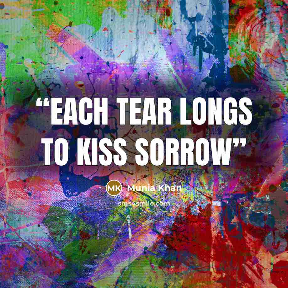“Each tear longs to kiss sorrow” quote by Munia Khan