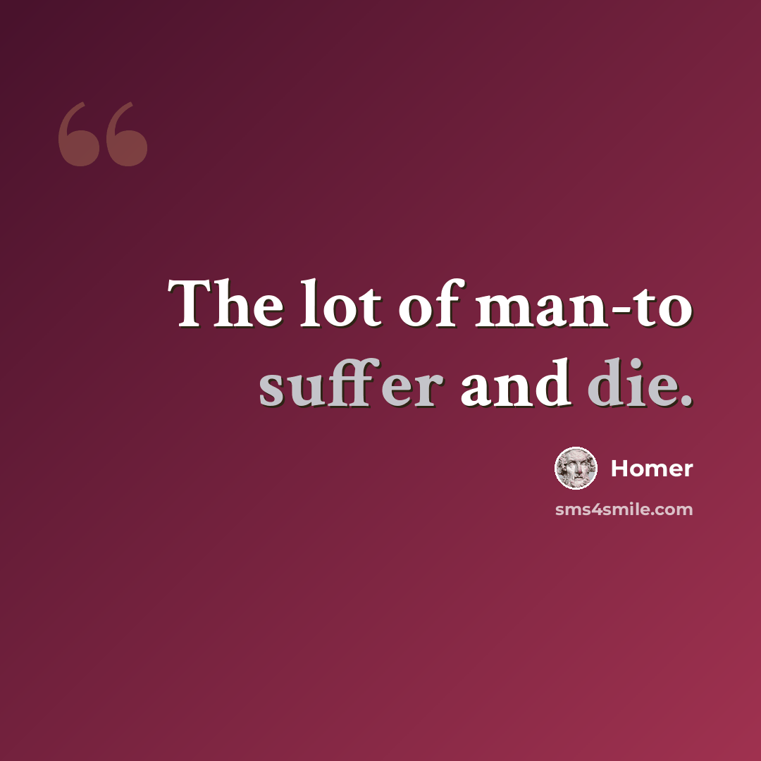 “The lot of man-to suffer and die.” quote by Homer