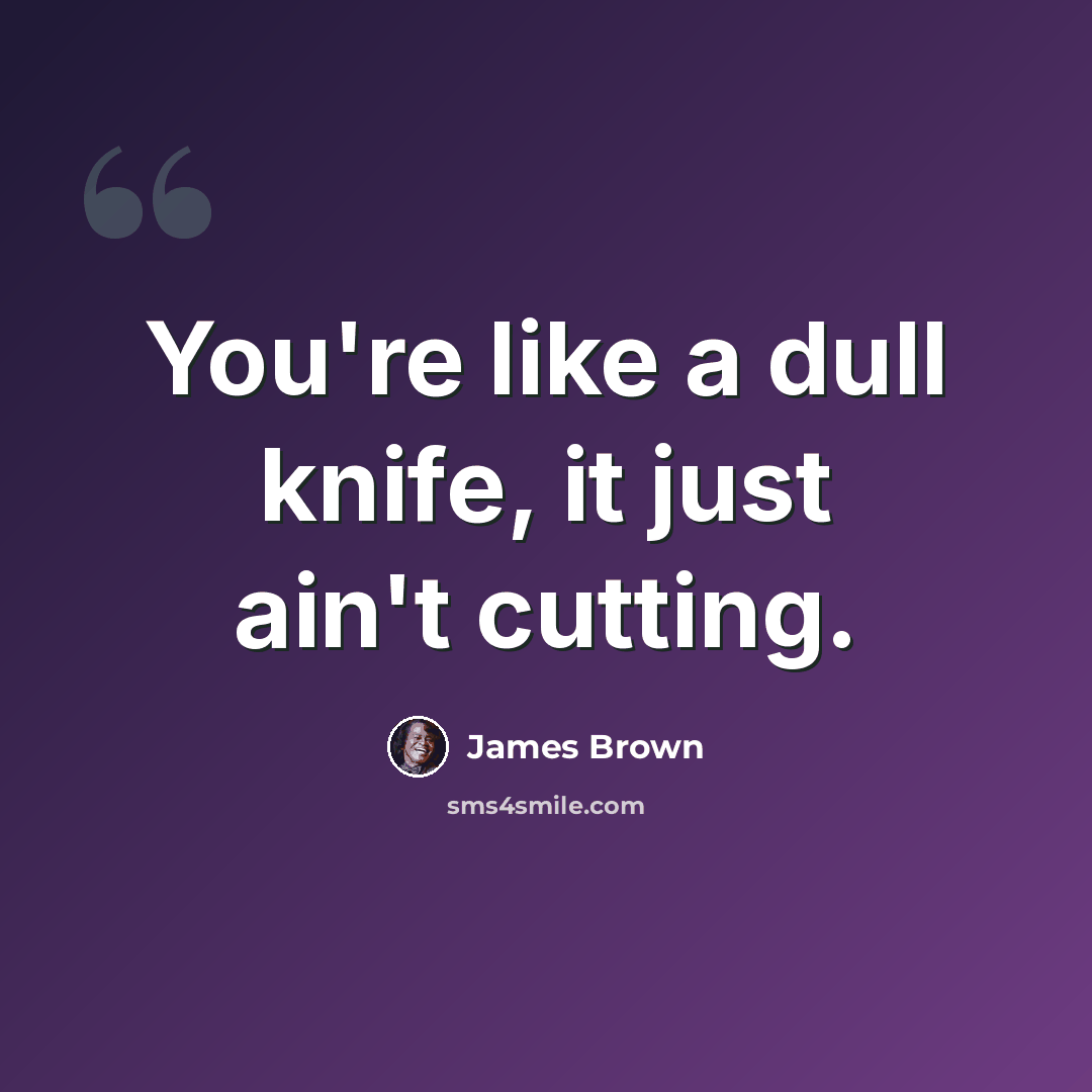 “You're like a dull knife, it just ain't cutting.” quote by James Brown
