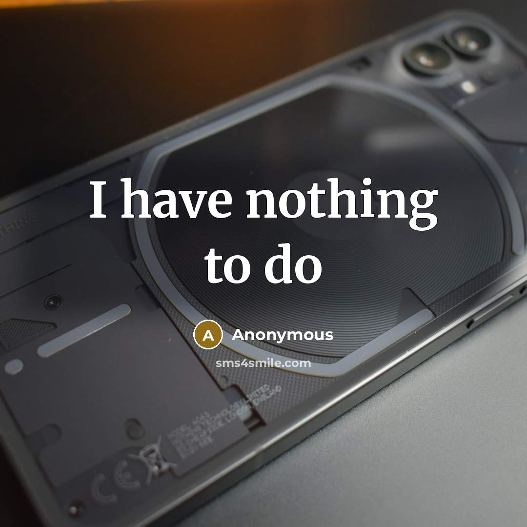 “I have nothing to do” quote by Anonymous