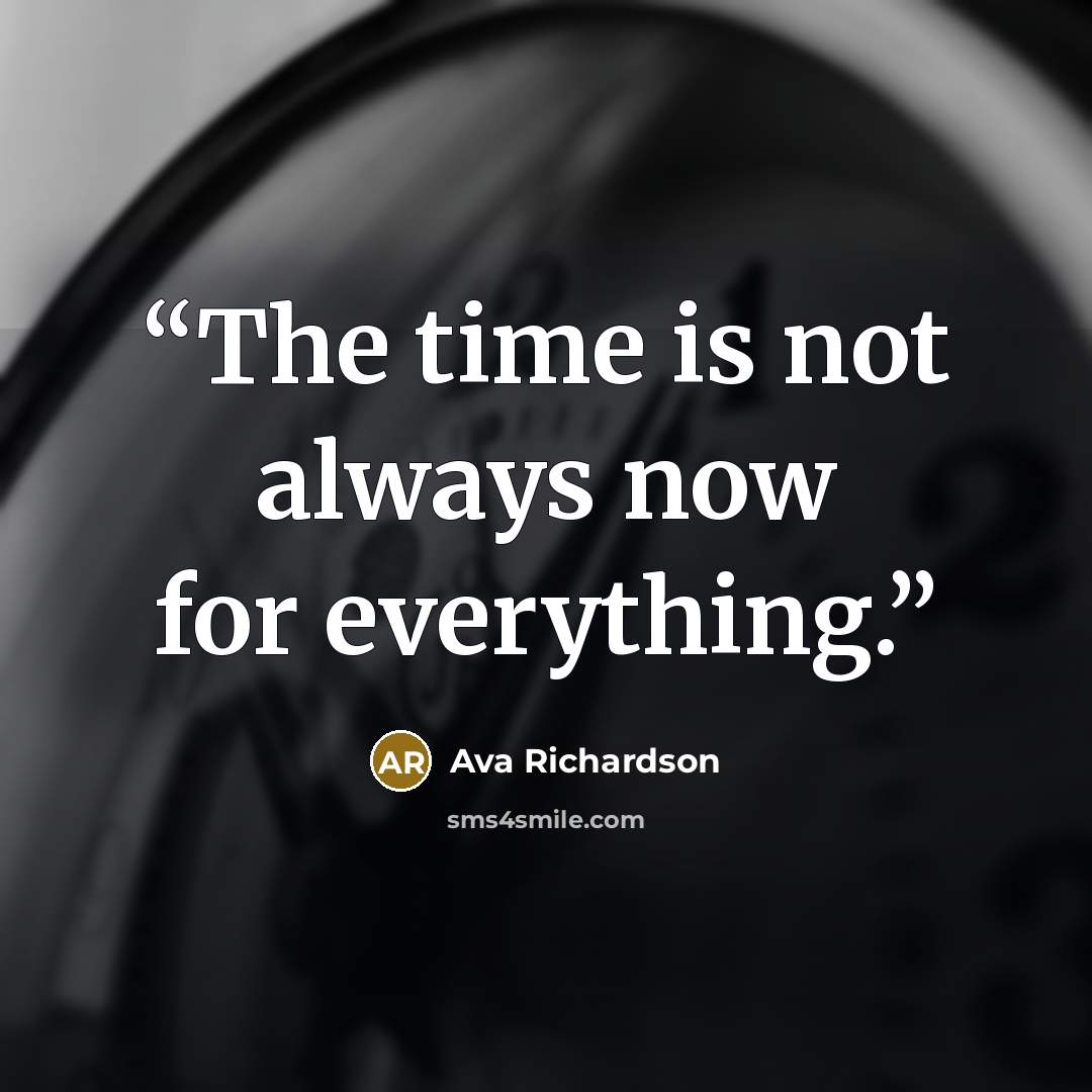 “The time is not always now for everything.” quote by Ava Richardson