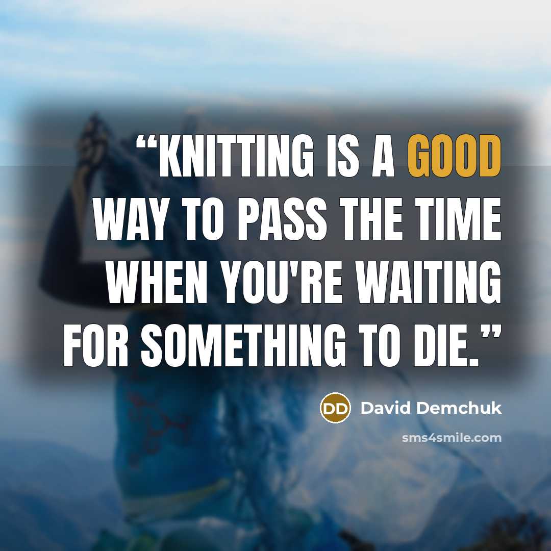 “Knitting is a good way to pass the time when you're waiting for something to die.” quote by David Demchuk