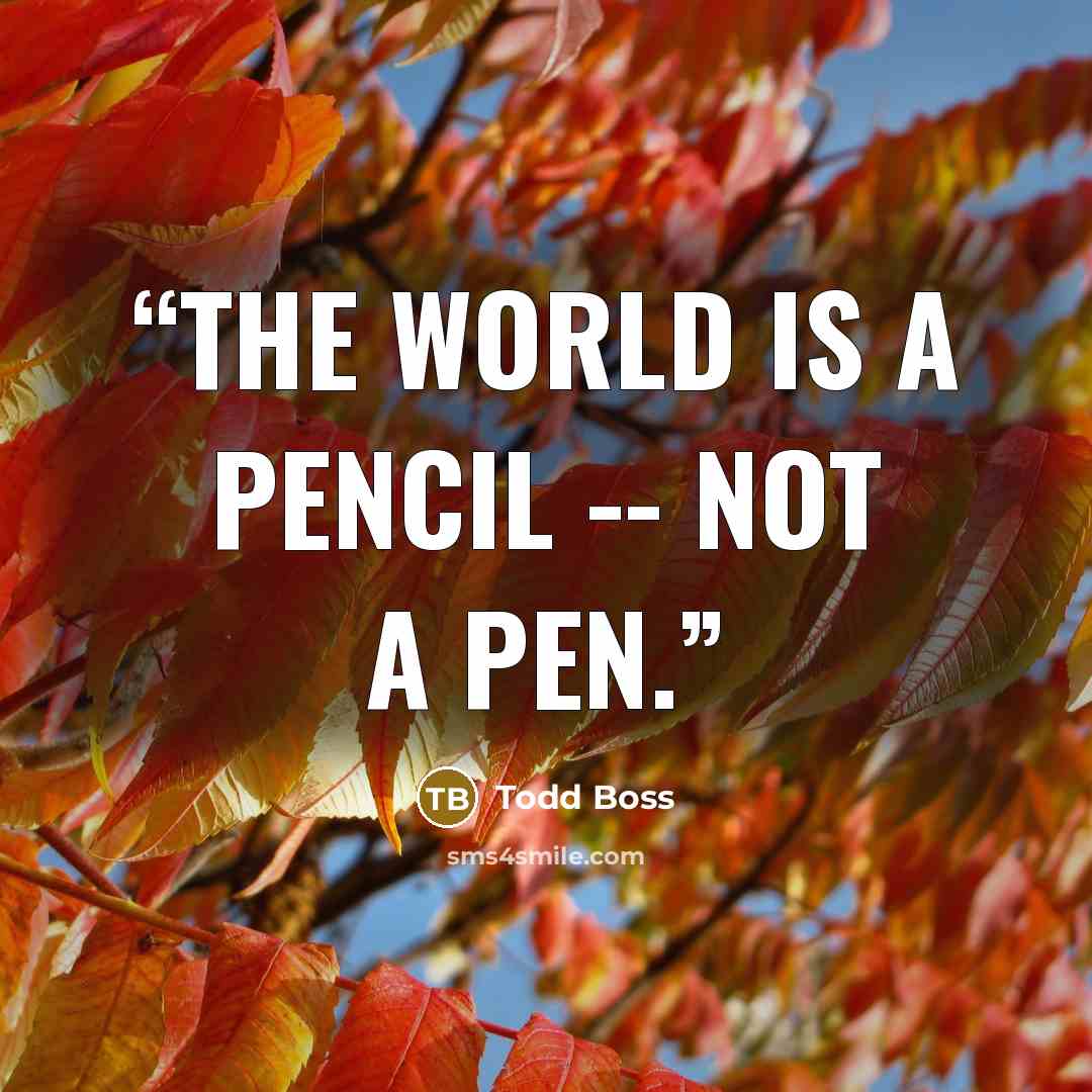 “The world is a pencil -- not a pen.” quote by Todd Boss