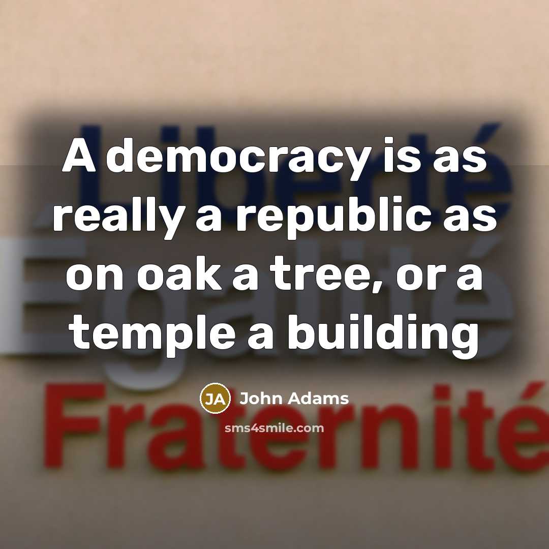“A democracy is as really a republic as on oak a tree, or a temple a building” quote by John Adams