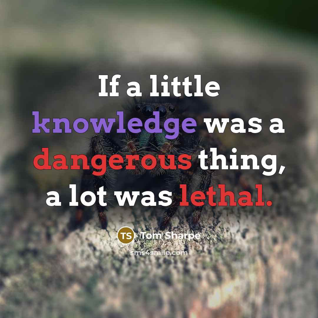 “If a little knowledge was a dangerous thing, a lot was lethal.” quote by Tom Sharpe