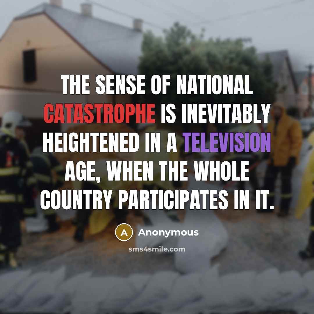 “The sense of national catastrophe is inevitably heightened in a television age, when the whole country participates in it.” quote by Anonymous
