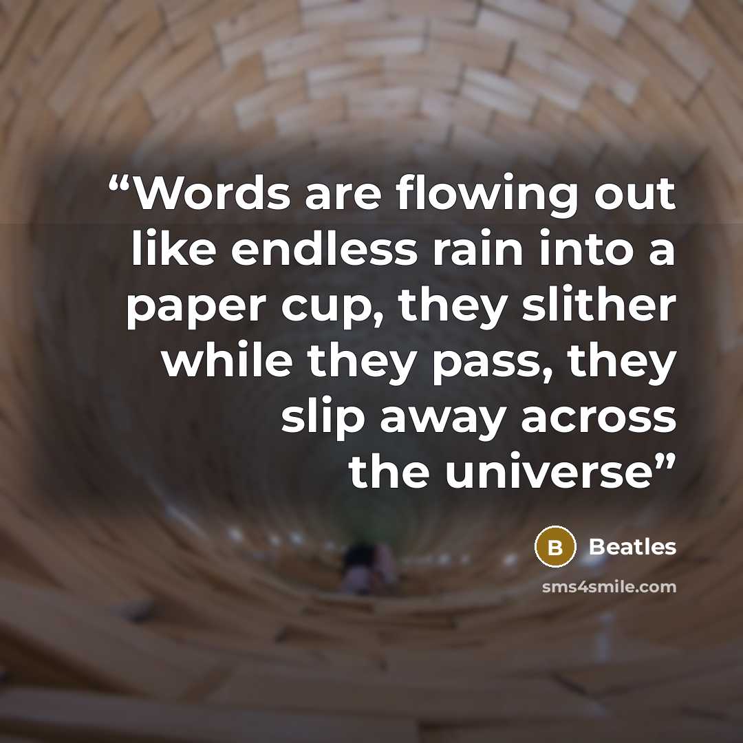 “Words are flowing out like endless rain into a paper cup, they slither while they pass, they slip away across the universe” quote by Beatles