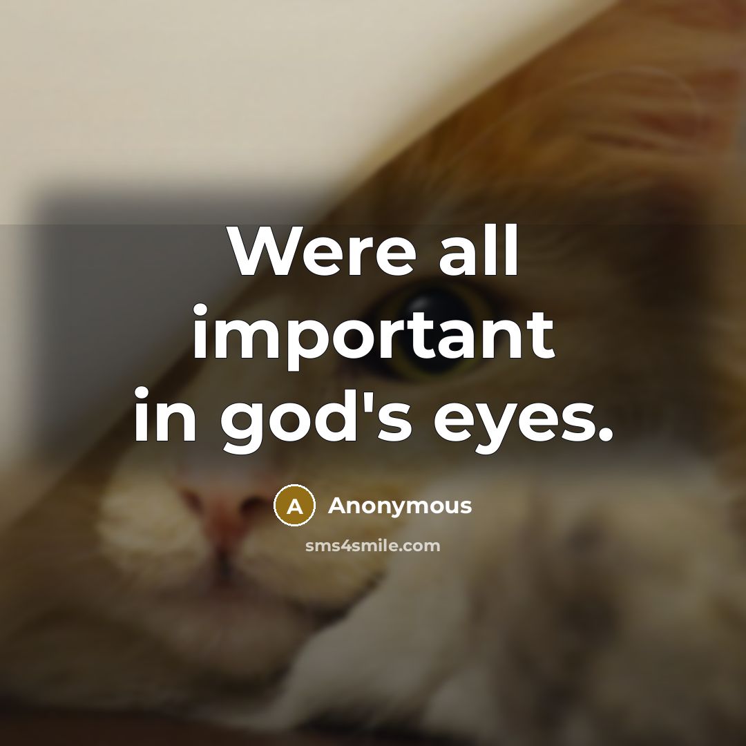 “Were all important in god's eyes.” quote by Anonymous