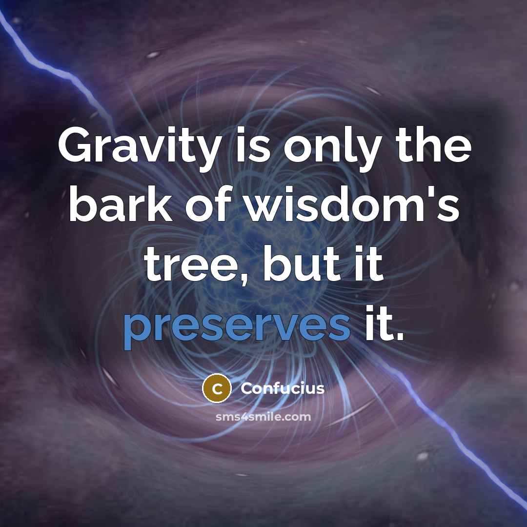 “Gravity is only the bark of wisdom's tree, but it preserves it.” quote by Confucius