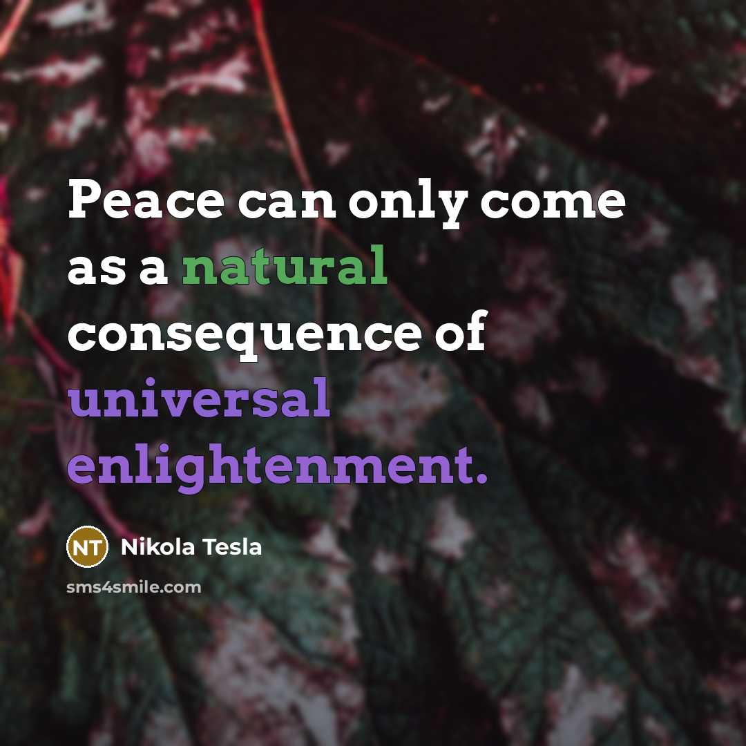 “Peace can only come as a natural consequence of universal enlightenment.” quote by Nikola Tesla