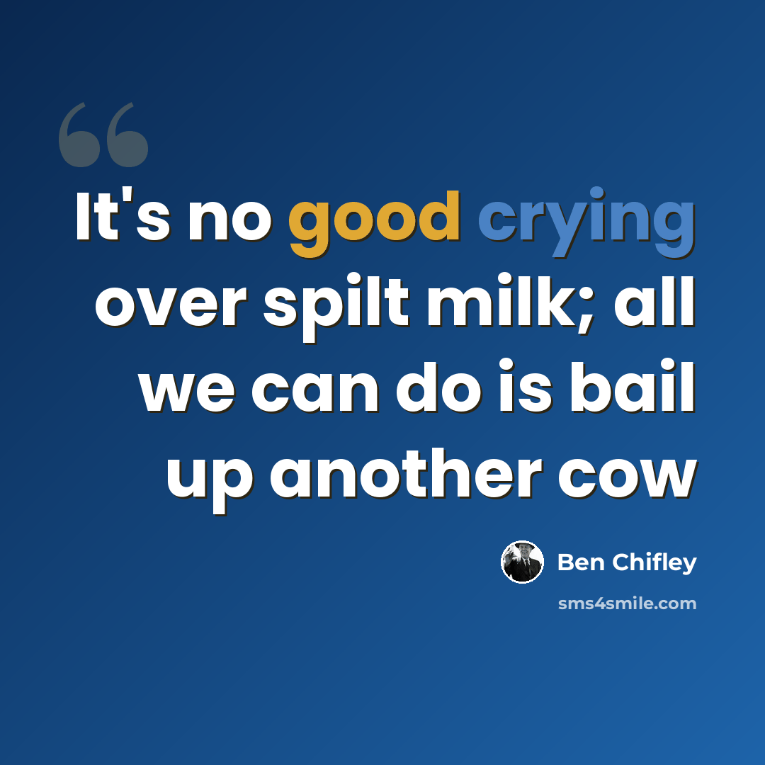 “It's no good crying over spilt milk; all we can do is bail up another cow” quote by Ben Chifley