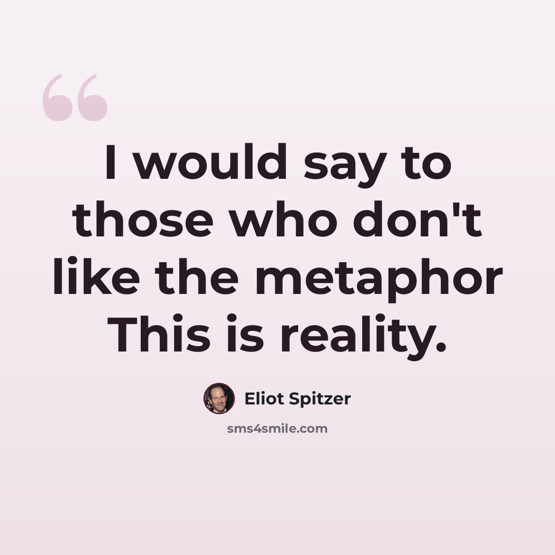 “I would say to those who don't like the metaphor This is reality.” quote by Eliot Spitzer