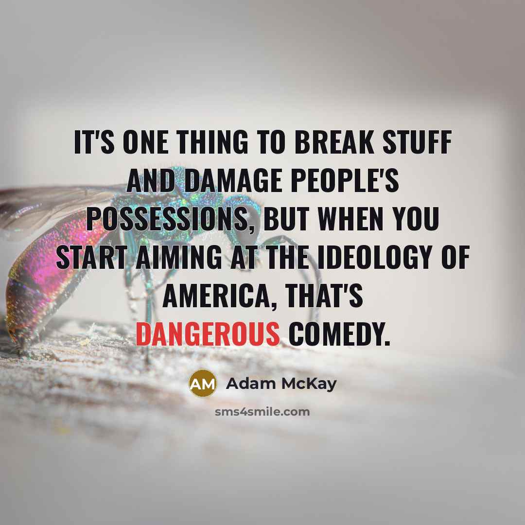 “It's one thing to break stuff and damage people's possessions, but when you start aiming at the ideology of America, that's dangerous comedy.” quote by Adam McKay