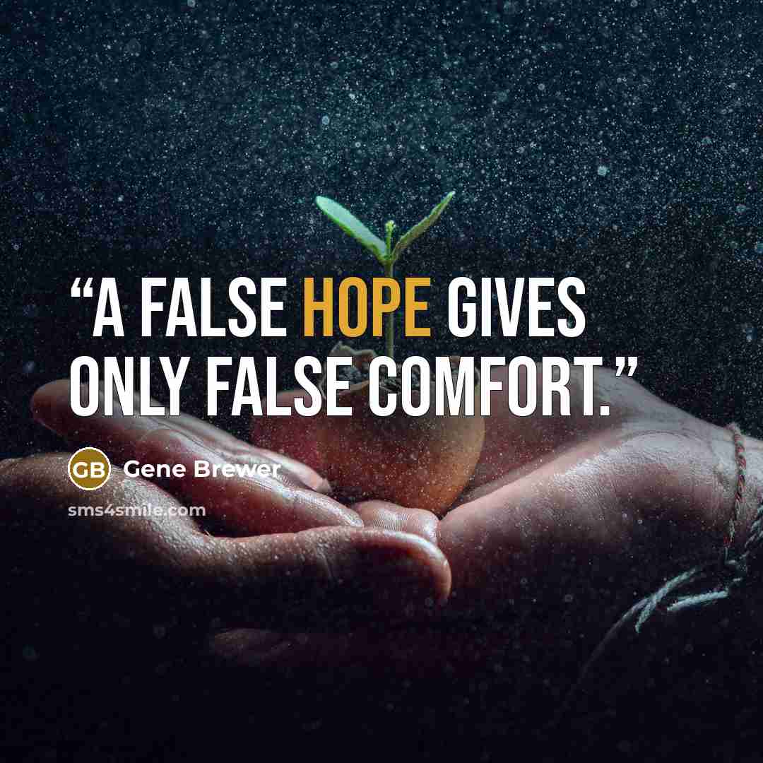“A false hope gives only false comfort.” quote by Gene Brewer