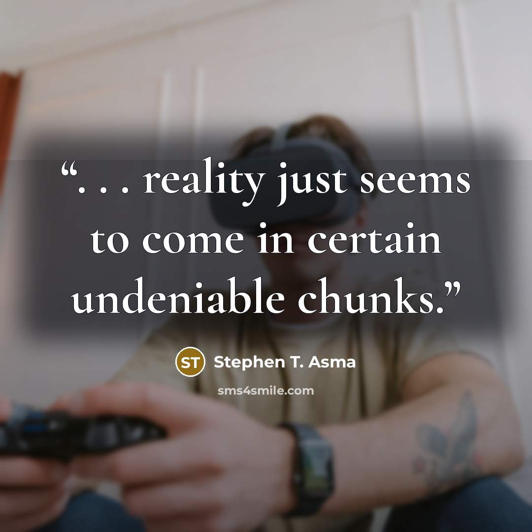 “. . . reality just seems to come in certain undeniable chunks.” quote by Stephen T. Asma