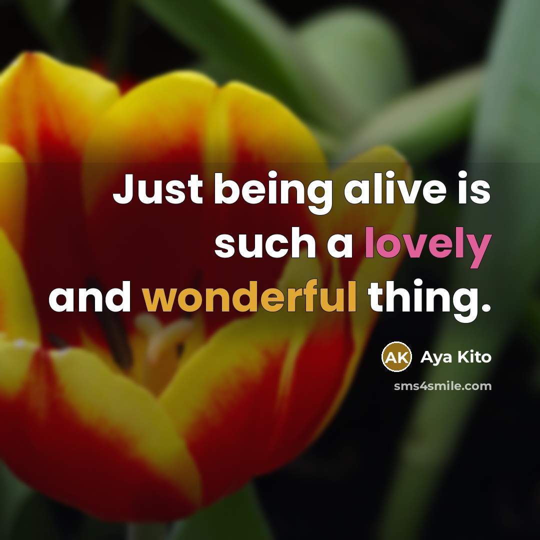 “Just being alive is such a lovely and wonderful thing.” quote by Aya Kito