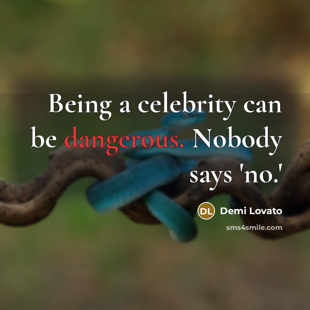 “Being a celebrity can be dangerous. Nobody says 'no.'” quote by Demi Lovato