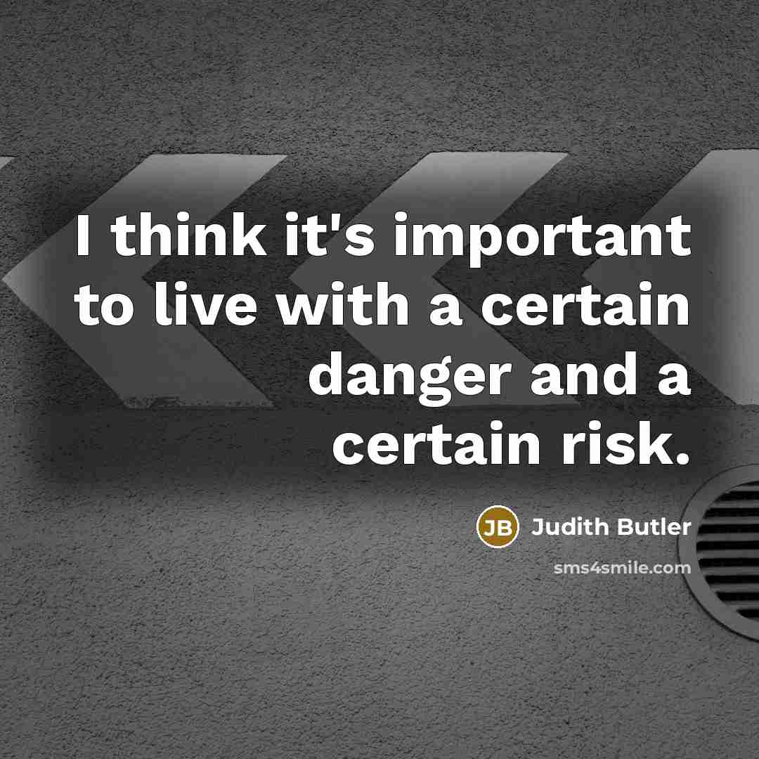“I think it's important to live with a certain danger and a certain risk.” quote by Judith Butler