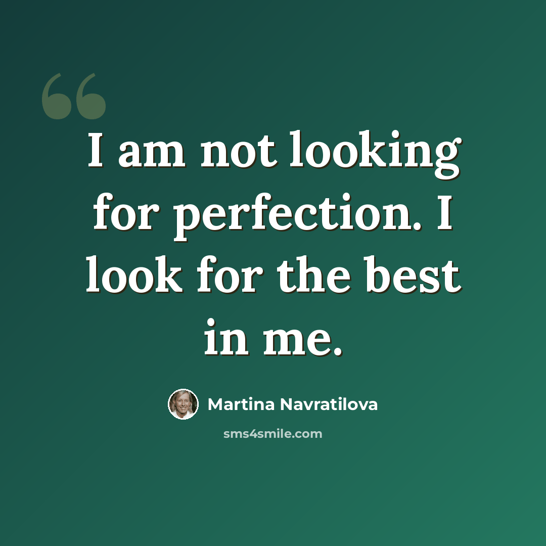 “I am not looking for perfection. I look for the best in me.” quote by Martina Navratilova