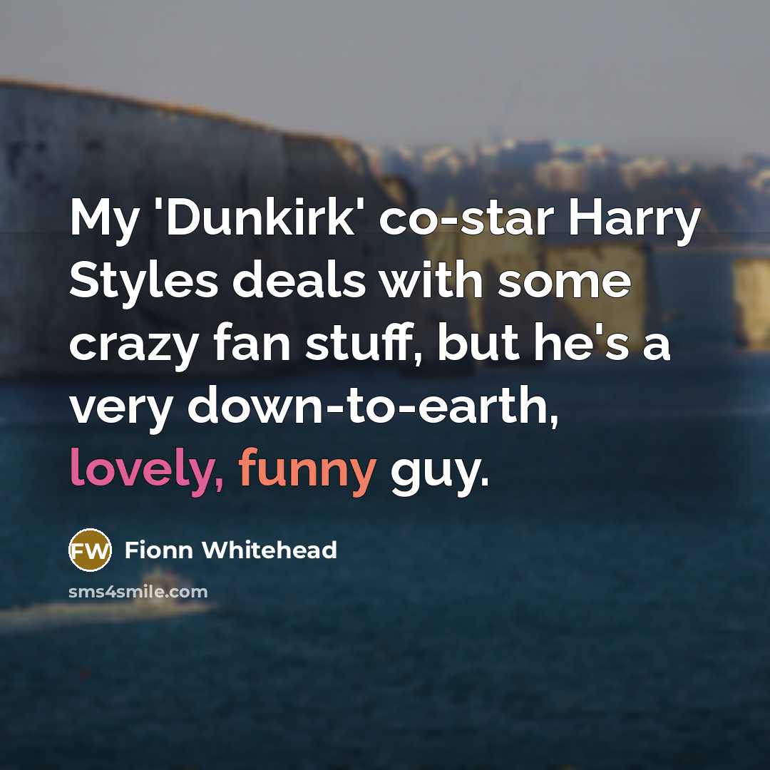 “My 'Dunkirk' co-star Harry Styles deals with some crazy fan stuff, but he's a very down-to-earth, lovely, funny guy.” quote by Fionn Whitehead