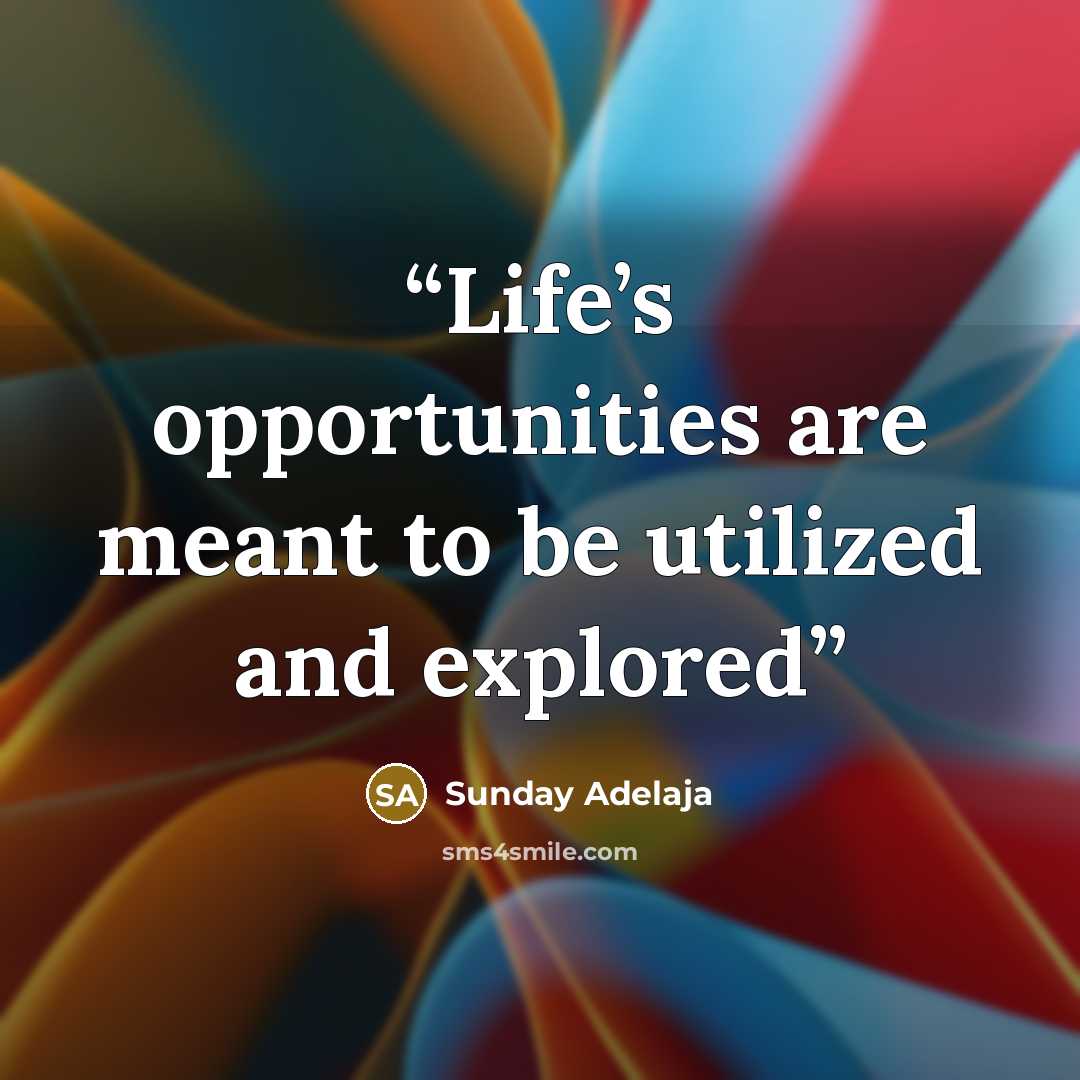 “Life’s opportunities are meant to be utilized and explored” quote by Sunday Adelaja