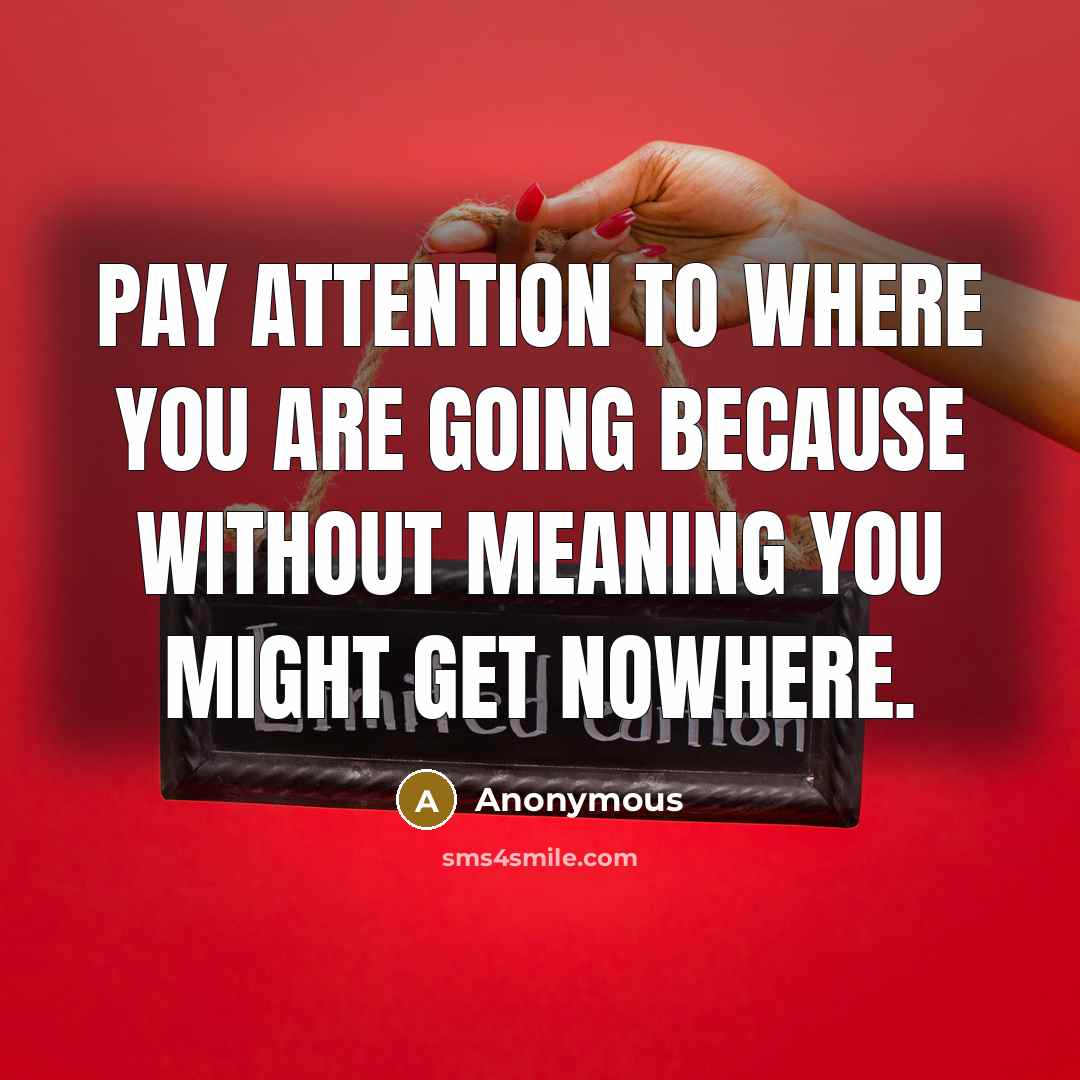 “Pay attention to where you are going because without meaning you might get nowhere.” quote by Anonymous