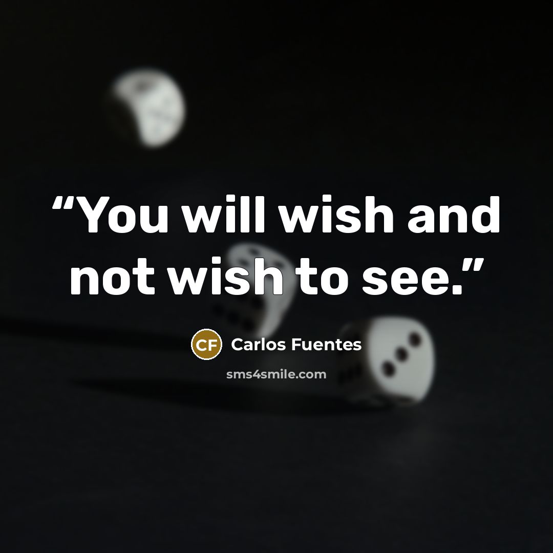 “You will wish and not wish to see.” quote by Carlos Fuentes