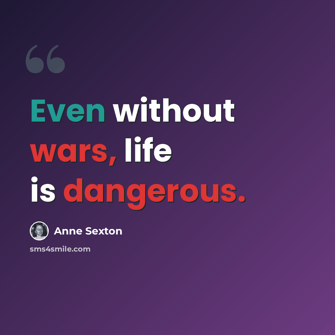 “Even without wars, life is dangerous.” quote by Anne Sexton
