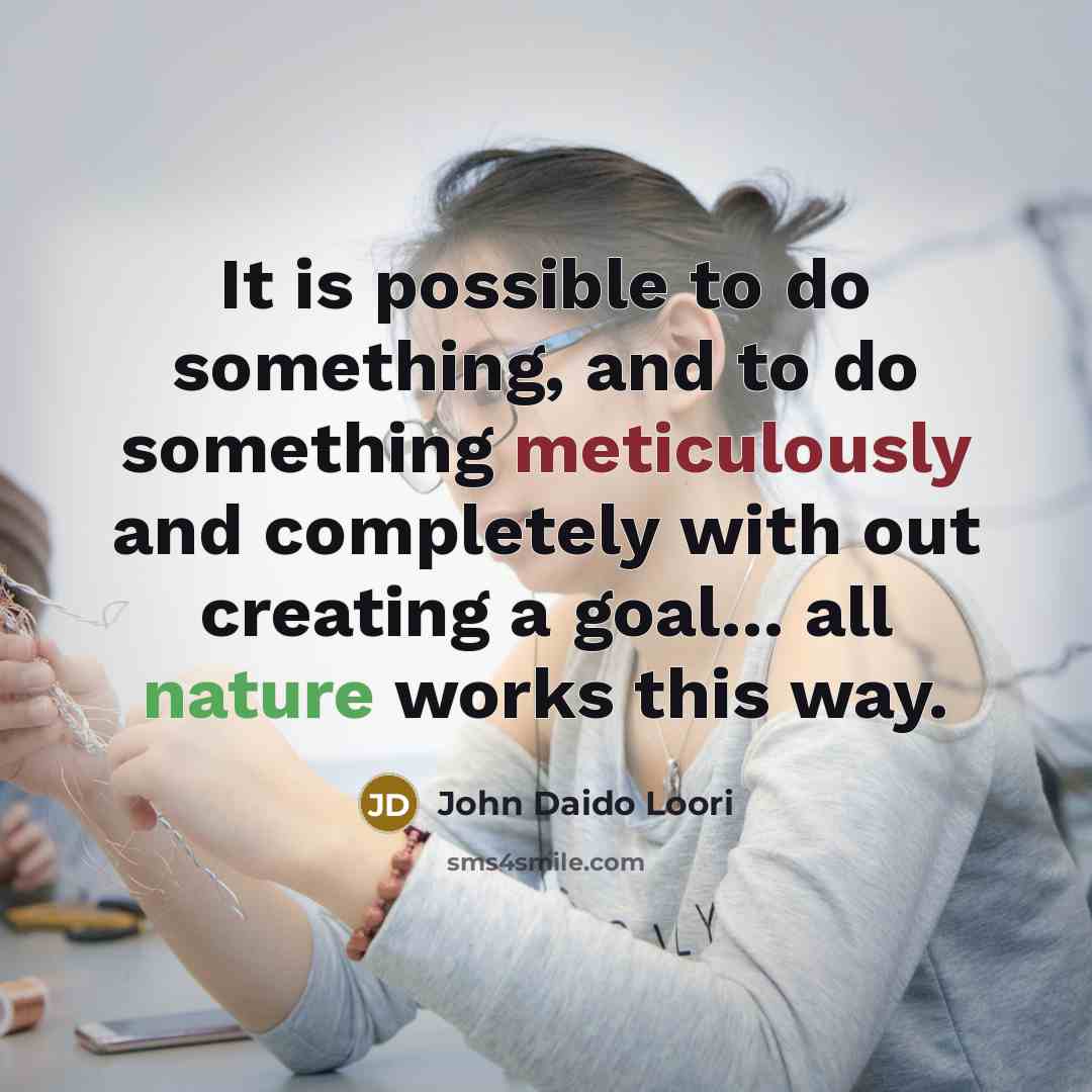 “It is possible to do something, and to do something meticulously and completely with out creating a goal... all nature works this way.” quote by John Daido Loori