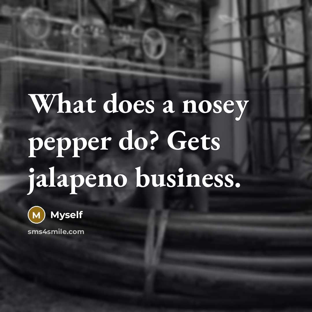 “What does a nosey pepper do? Gets jalapeno business.” quote by Myself