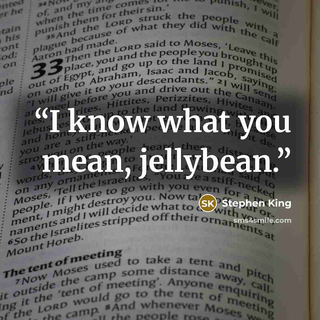 “I know what you mean, jellybean.” quote by Stephen King