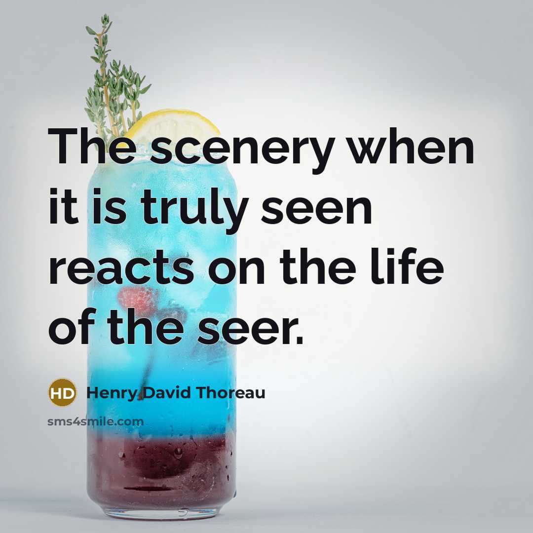 “The scenery when it is truly seen reacts on the life of the seer.” quote by Henry David Thoreau