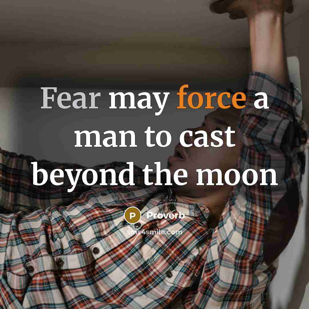 “Fear may force a man to cast beyond the moon” quote by Proverb
