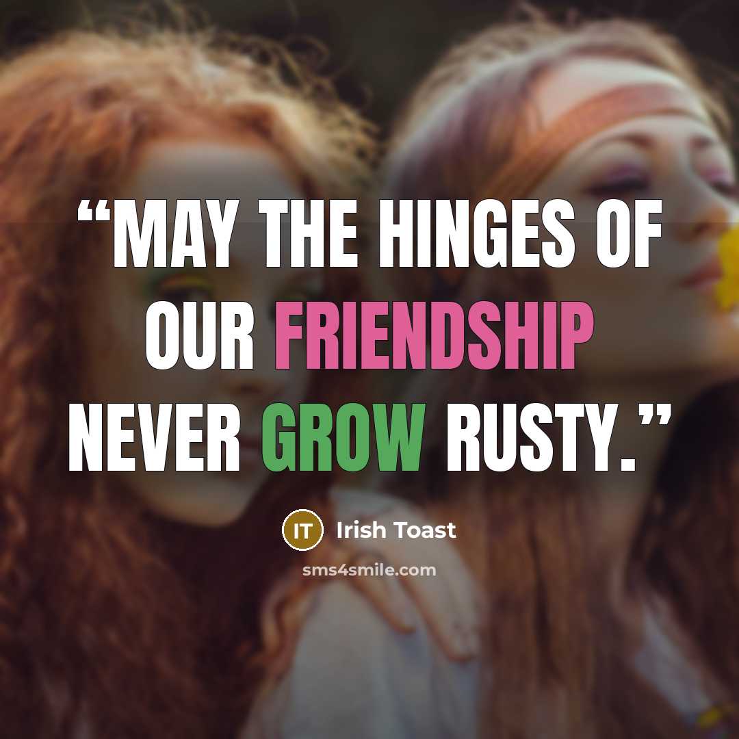 “May the hinges of our friendship never grow rusty.” quote by Irish Toast
