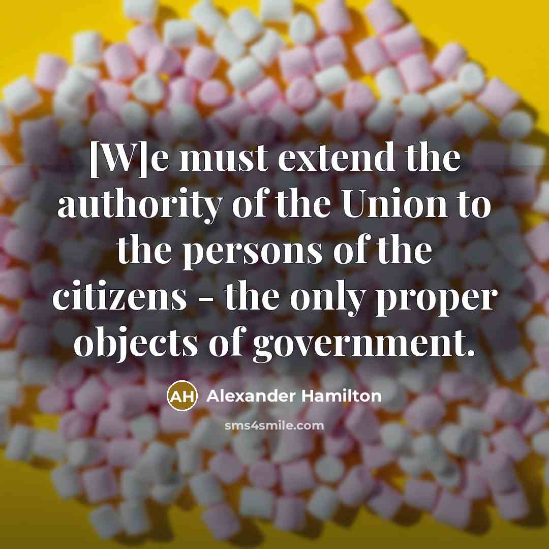 “[W]e must extend the authority of the Union to the persons of the citizens - the only proper objects of government.” quote by Alexander Hamilton
