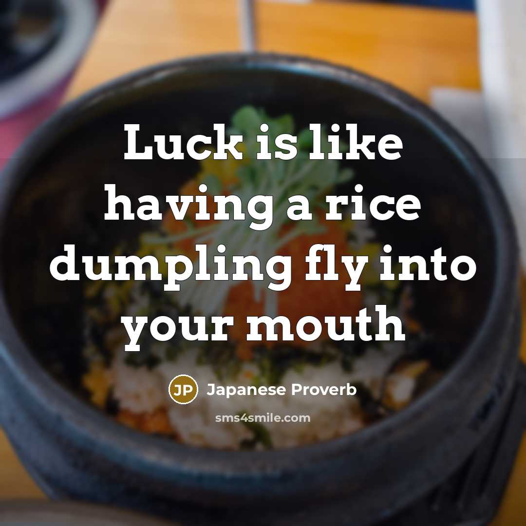 “Luck is like having a rice dumpling fly into your mouth” quote by Japanese Proverb