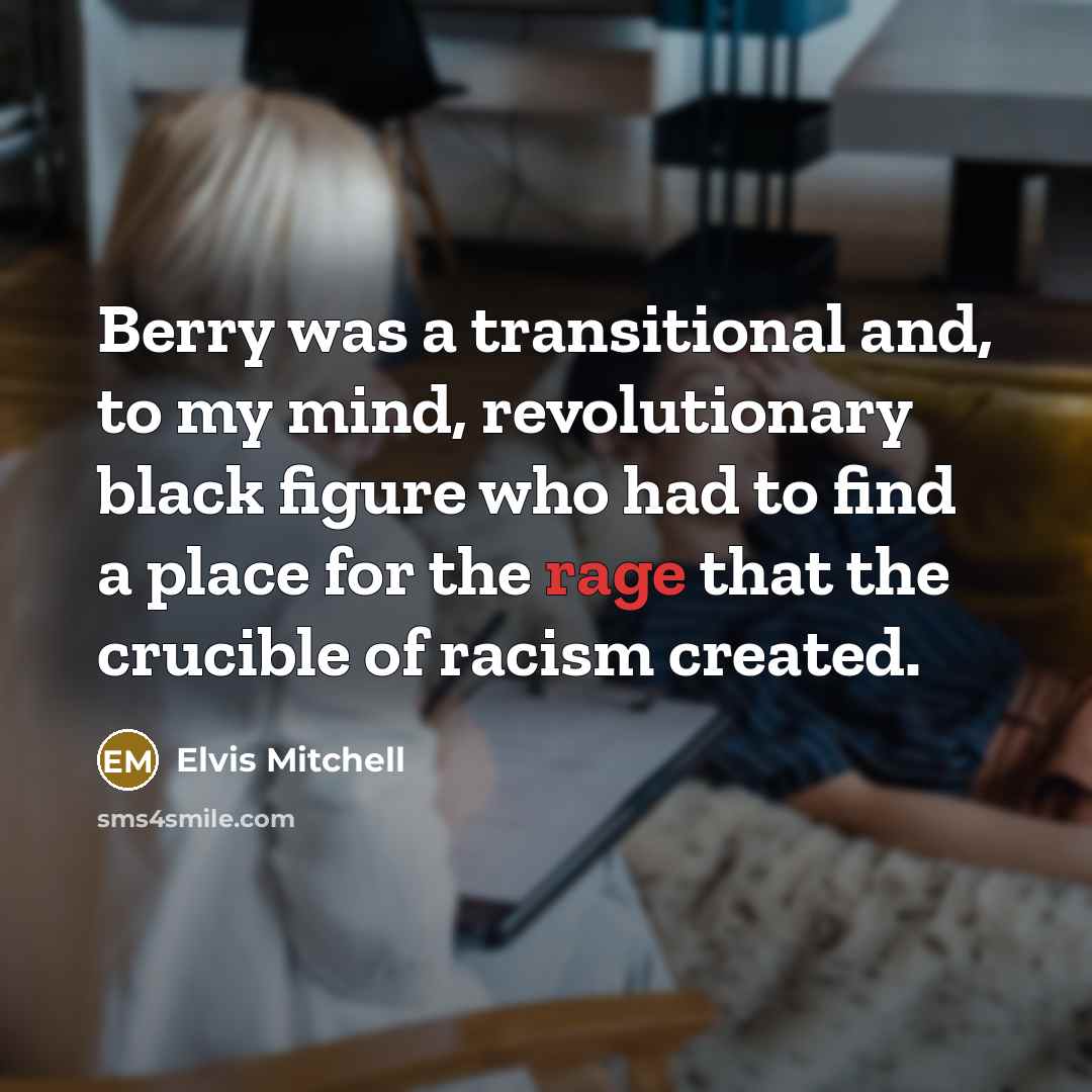 “Berry was a transitional and, to my mind, revolutionary black figure who had to find a place for the rage that the crucible of racism created.” quote by Elvis Mitchell
