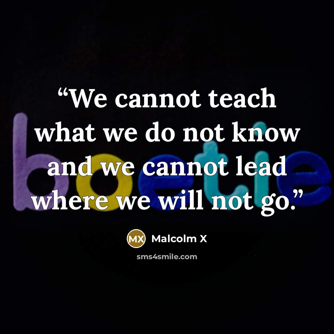 “We cannot teach what we do not know and we cannot lead where we will not go.” quote by Malcolm X