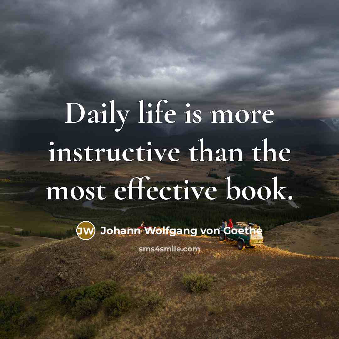 “Daily life is more instructive than the most effective book.” quote by Johann Wolfgang von Goethe