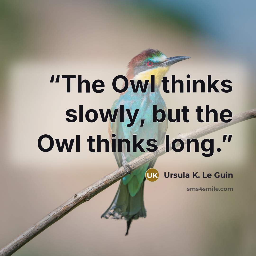 “The Owl thinks slowly, but the Owl thinks long.” quote by Ursula K. Le Guin