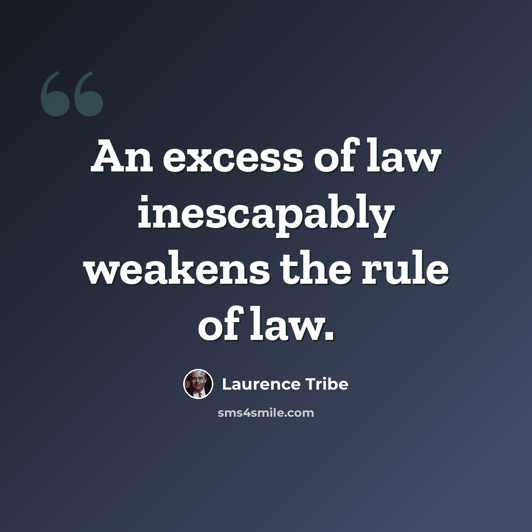 “An excess of law inescapably weakens the rule of law.” quote by Laurence Tribe