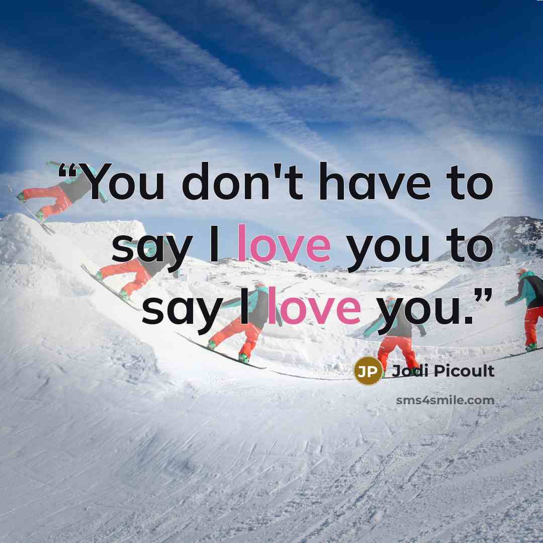“You don't have to say I love you to say I love you.” quote by Jodi Picoult