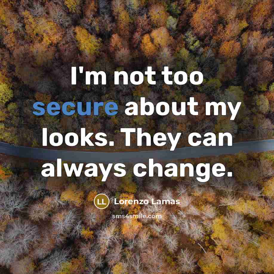 “I'm not too secure about my looks. They can always change.” quote by Lorenzo Lamas