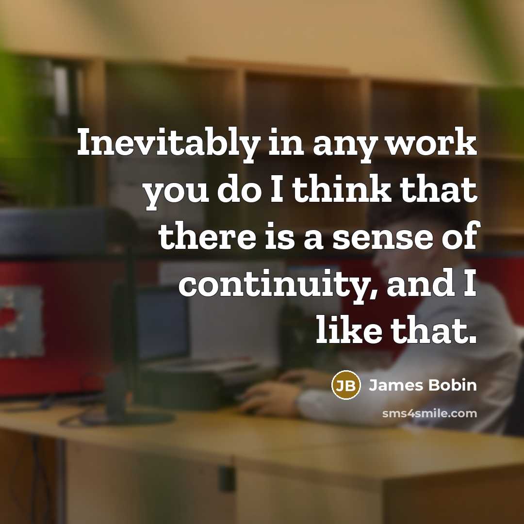 “Inevitably in any work you do I think that there is a sense of continuity, and I like that.” quote by James Bobin
