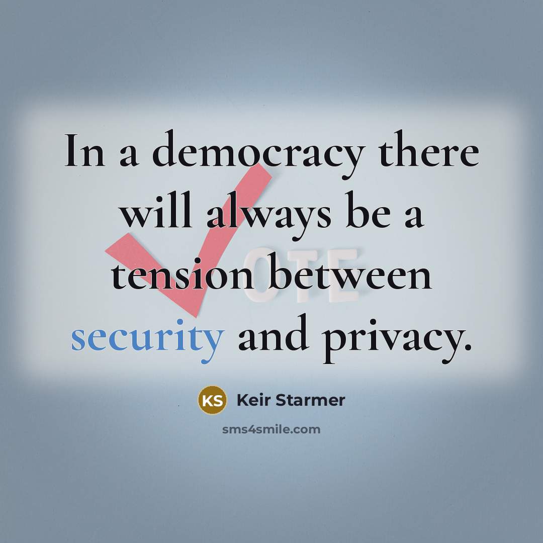 “In a democracy there will always be a tension between security and privacy.” quote by Keir Starmer