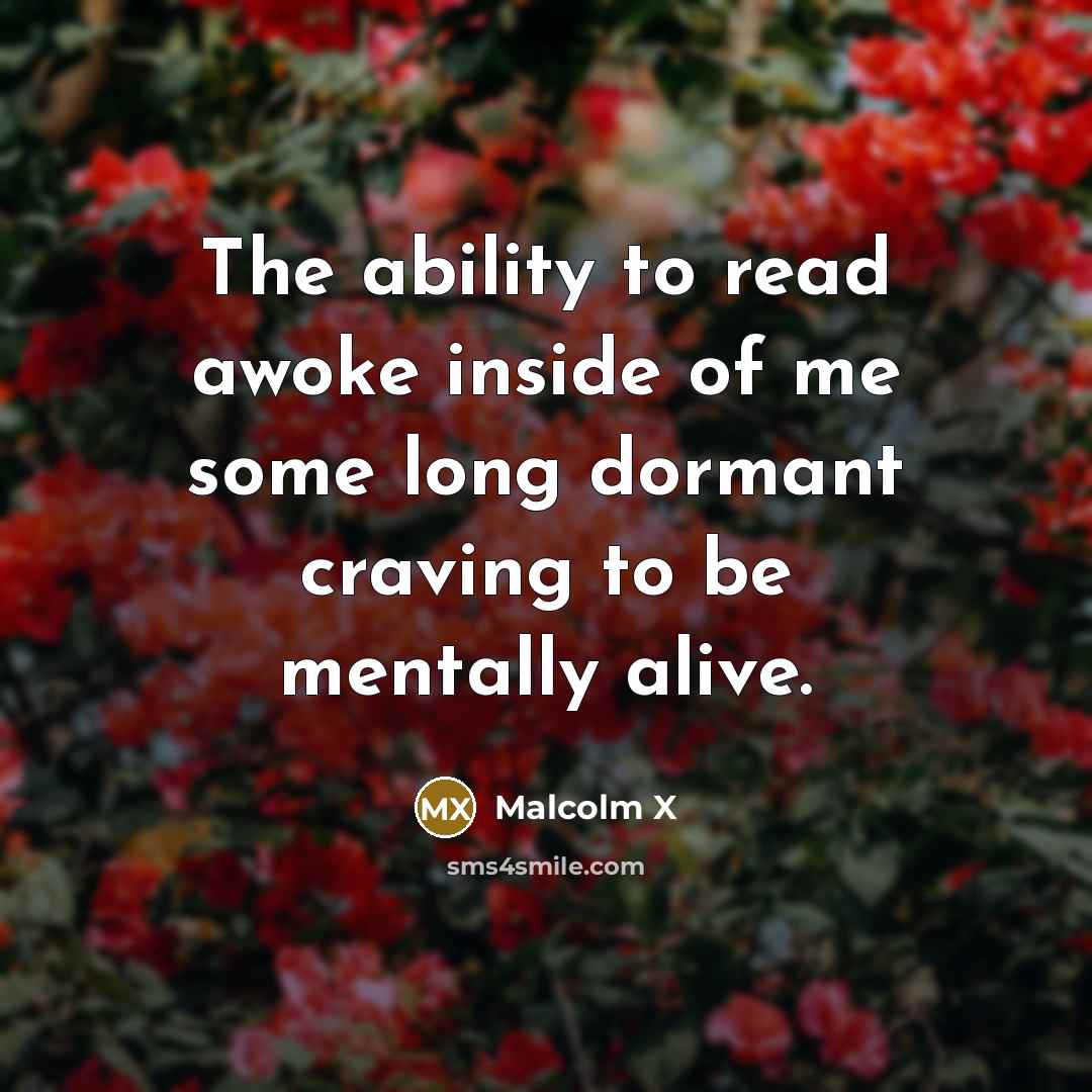 “The ability to read awoke inside of me some long dormant craving to be mentally alive.” quote by Malcolm X