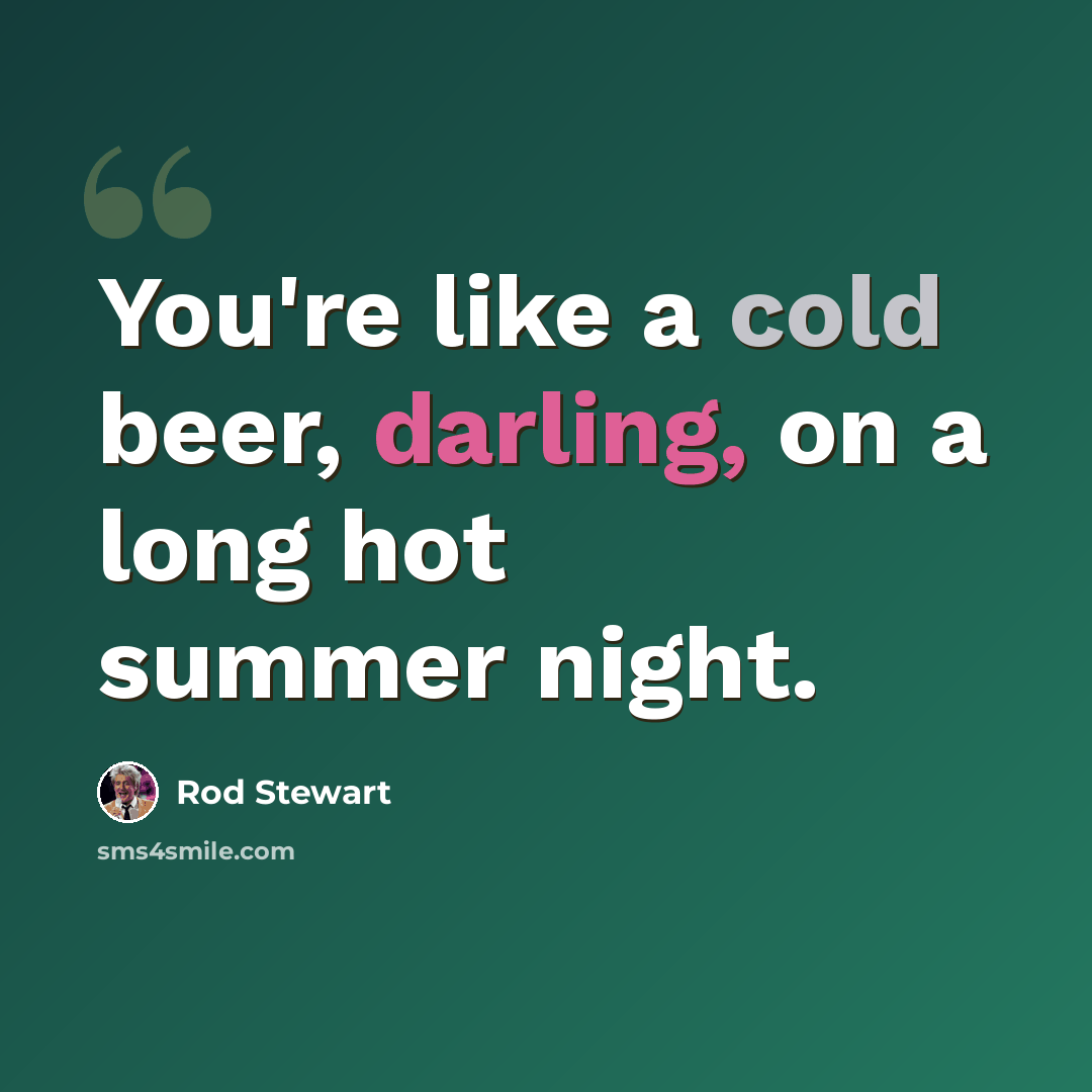“You're like a cold beer, darling, on a long hot summer night.” quote by Rod Stewart