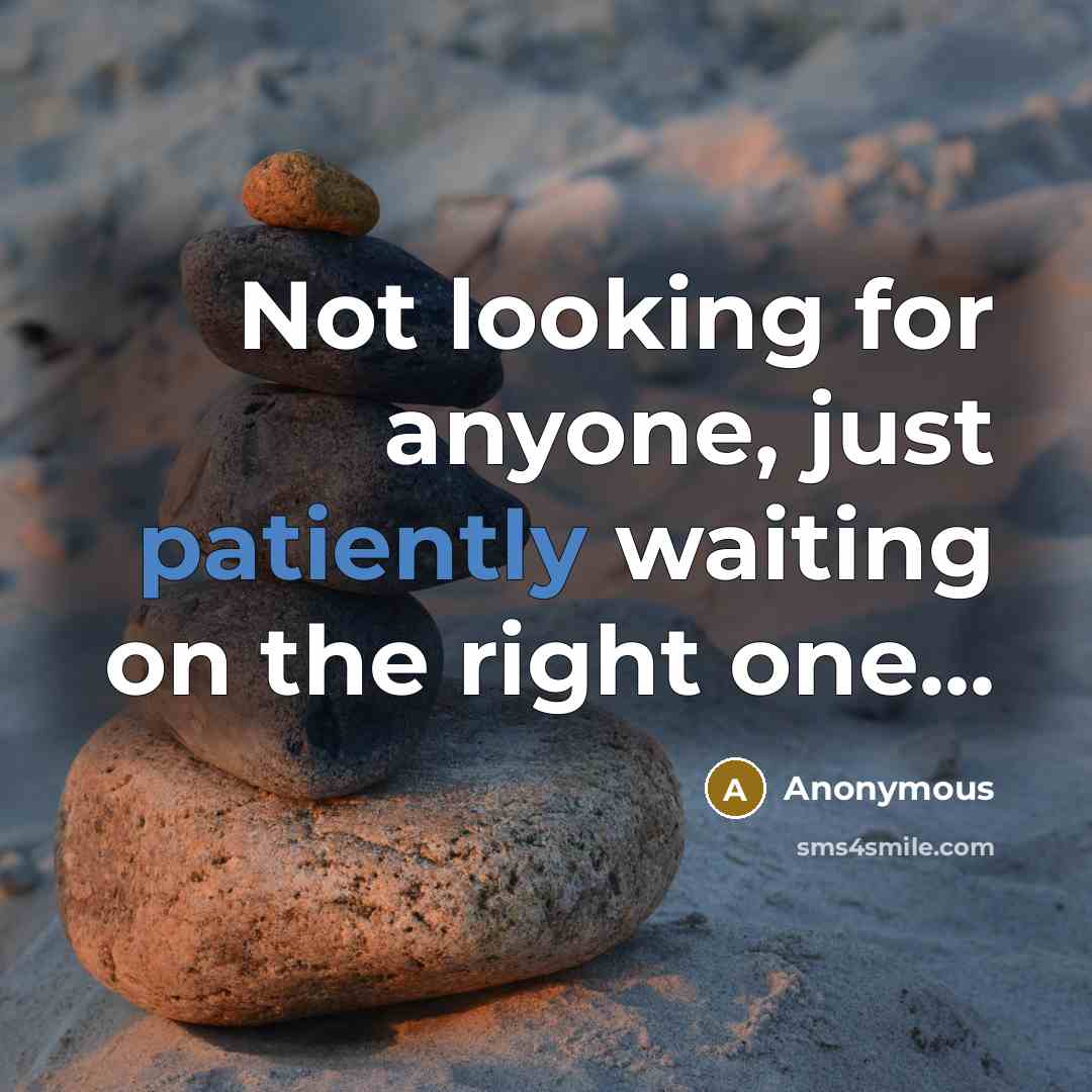 “Not looking for anyone, just patiently waiting on the right one...” quote by Anonymous
