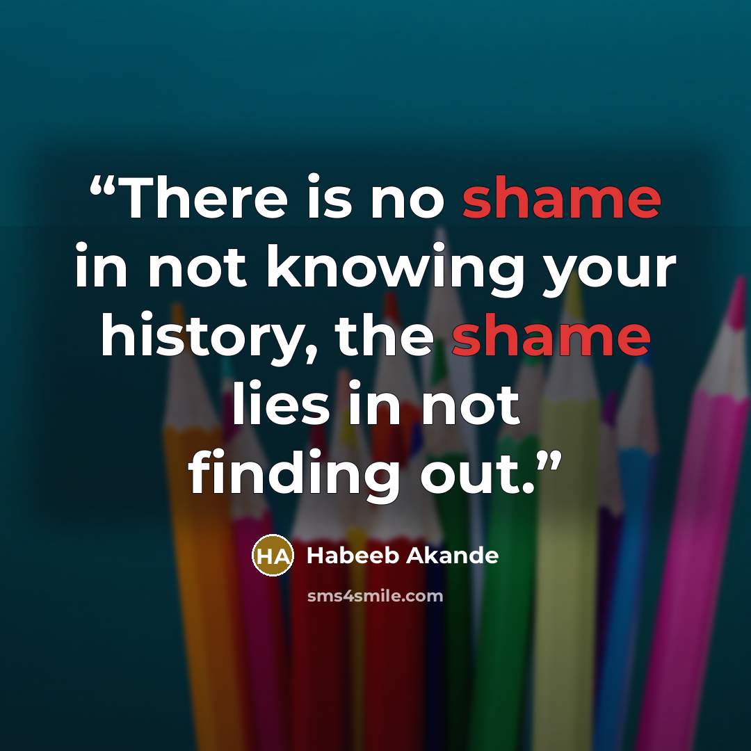 “There is no shame in not knowing your history, the shame lies in not finding out.” quote by Habeeb Akande